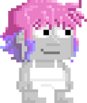 A player wearing the Bubble Gum Hair.