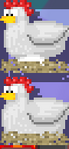 An in-game comparison between a Chicken ready to be harvested and another one which isn't