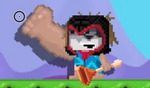 A player punching with a Plunger, a Glowing Shirt, and an unretracted The Brother Hood equipped (notice the lack of a punching effect)