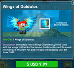 Wings of Daidalos' purchase screen