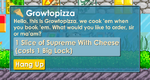 Growtopizza screen on a Telephone