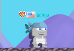 A player wearing the Pirate Bandana - Blue
