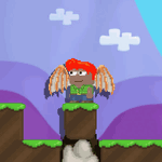 A player with a Da Vinci Wings equipped