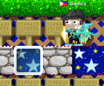 An empty Display Block (old sprite) with Blue Star Wallpaper behind it.