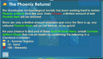 The "The Phoenix Returns!" menu