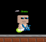 A player with a Riding Firefly in Dark Cave Background