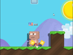 A player punching with the Sun Shooter Bow equipped