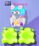 Ex-moderator meow standing on top of placed Toxic Waste