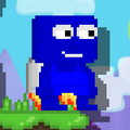 A player with a Jetpack and a Blueberry in effect