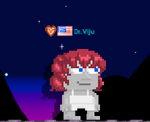 A player wearing the Roughed-up Anime Hair