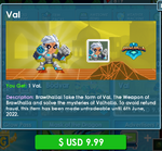 Val's purchase screen