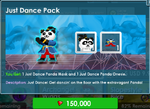 The Just Dance Pack's purchase screen