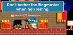 The message produced after attempting to access The Ringmaster while the Carnival isn't open