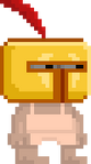 A player wearing the Knight's Great Helm - Golden.