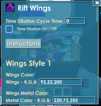 Rift Wing's available wing options