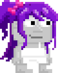 A player wearing the Purple Idol Hair.