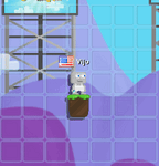 A player wearing the Ring of Range (7x7, does not own the world)