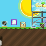 Items float up and down with a colored grid when dropped.