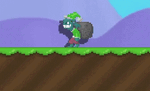 A player with the Present Goblin Home Edition equipped