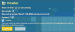The settings menu of the Howler
