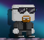 A player wearing the full Bouncer set