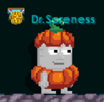 A player wearing the Carved Pumpkin set.
