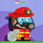 A player wearing the Firefighter Jacket - Red
