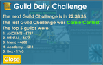 A Challenge Ledger displaying information about the previous and next Guild Daily Challenges