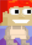 Buddy's Block Head worn by a player.