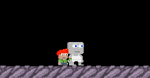 A player wearing the same clothes as the Mini Growtopian