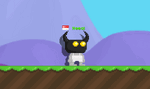A GIF of a player equipped with the Helmet of Darkness