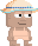 A player wearing the Floppy Straw Sun Hat.