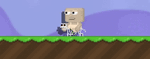 A player with the Skeletal Horsie equipped