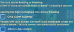 Builder's Lock menu